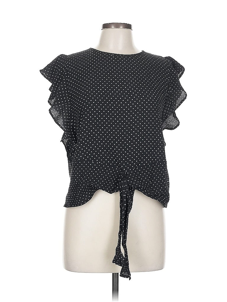 Pre-owned Monteau Short Sleeve Blouse In Black