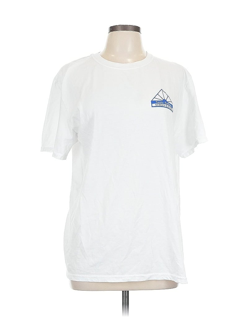 Pre-owned Jerzees Short Sleeve T-shirt In White