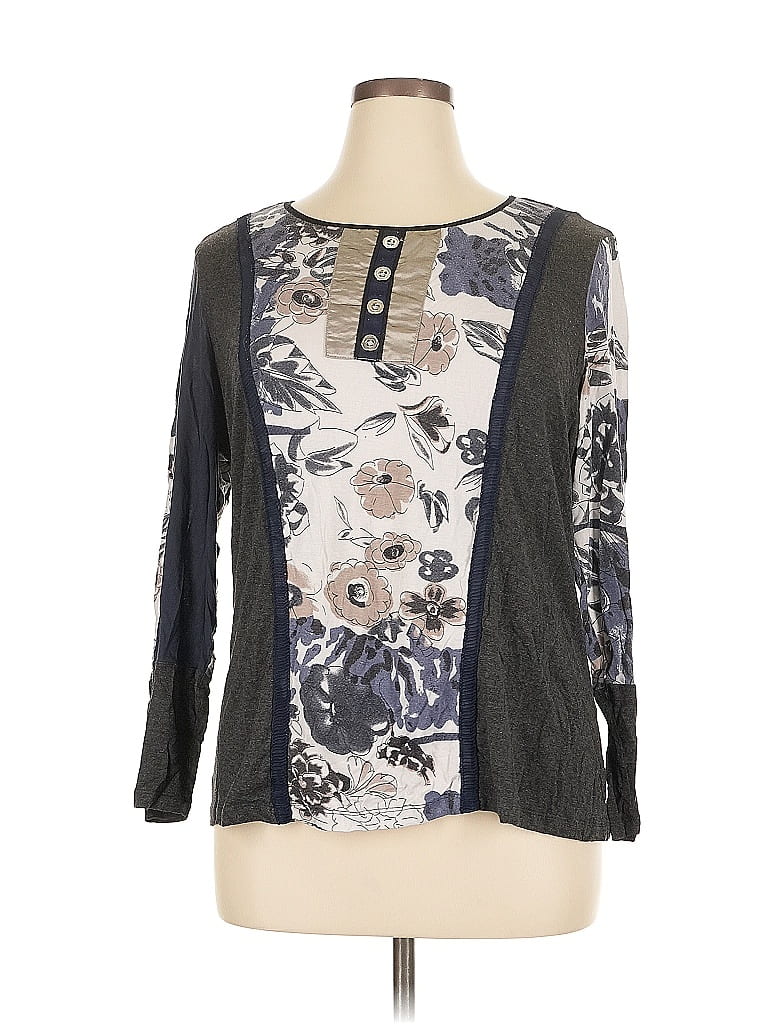 Pre-owned Cj Banks 3/4 Sleeve Henley Shirt In Gray