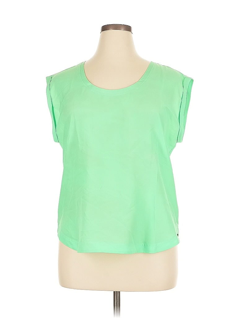 Pre-owned J.crew Factory Store Short Sleeve Top Green Scoop Neck Tops