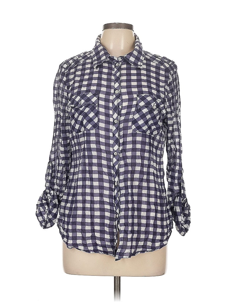Pre-owned Sanctuary Long Sleeve Button Down Shirt In Blue