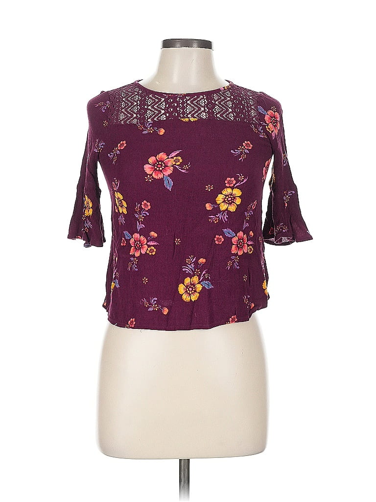 Pre-owned Mudd Short Sleeve Blouse In Purple