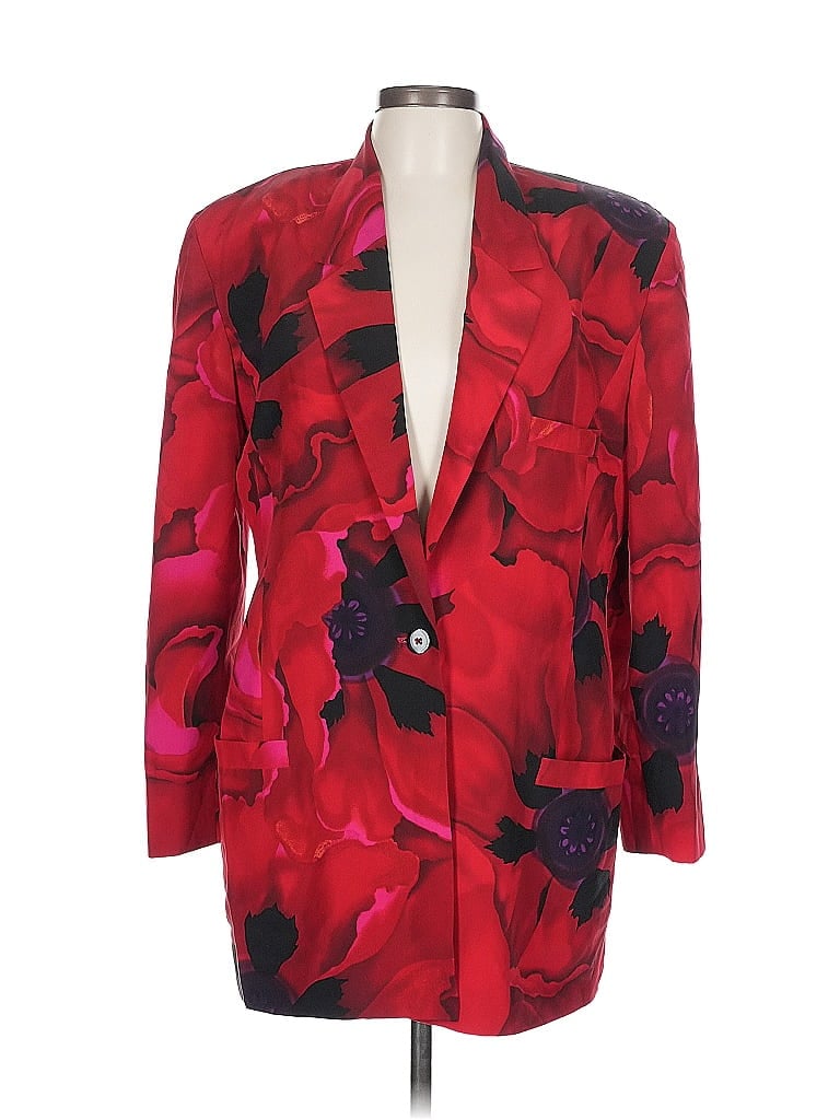 Pre-owned Linda Allard Ellen Tracy Silk Blazer Jacket In Red