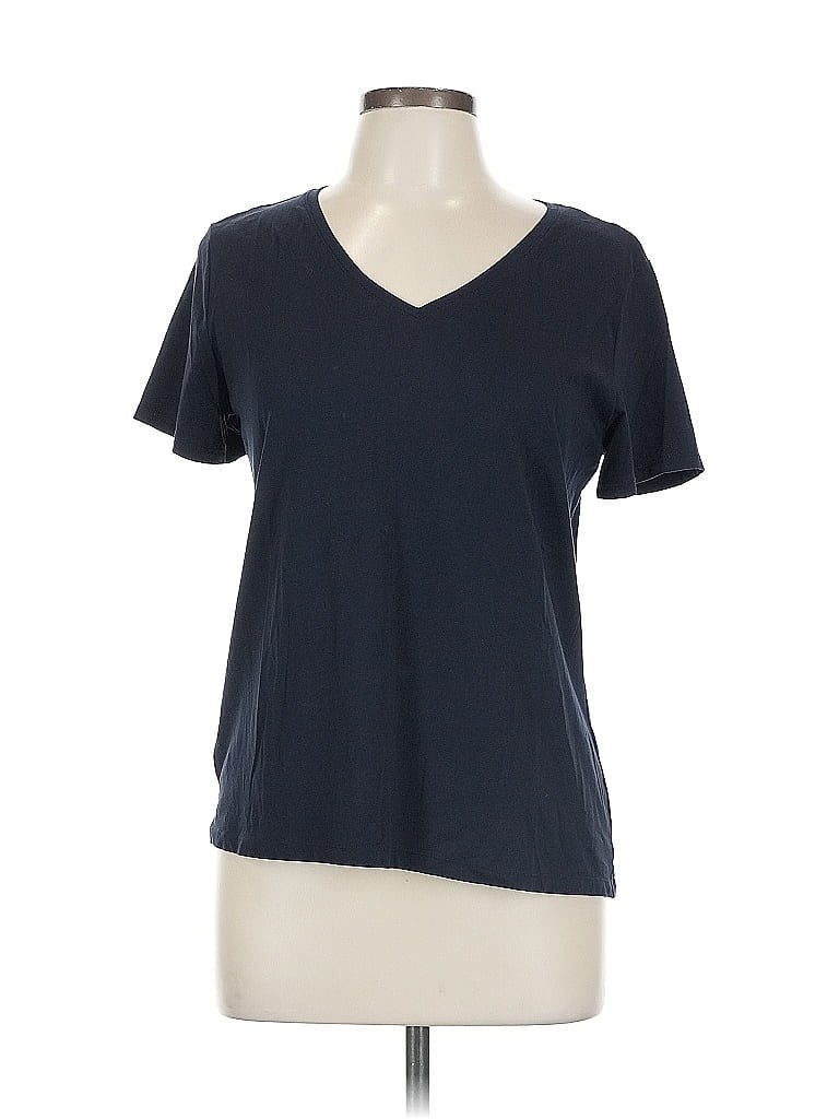 Pre-owned Ann Taylor Factory Short Sleeve T-shirt In Blue