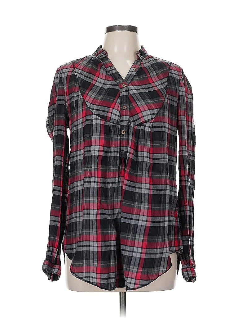 Pre-owned Max Studio Long Sleeve Button Down Shirt In Gray