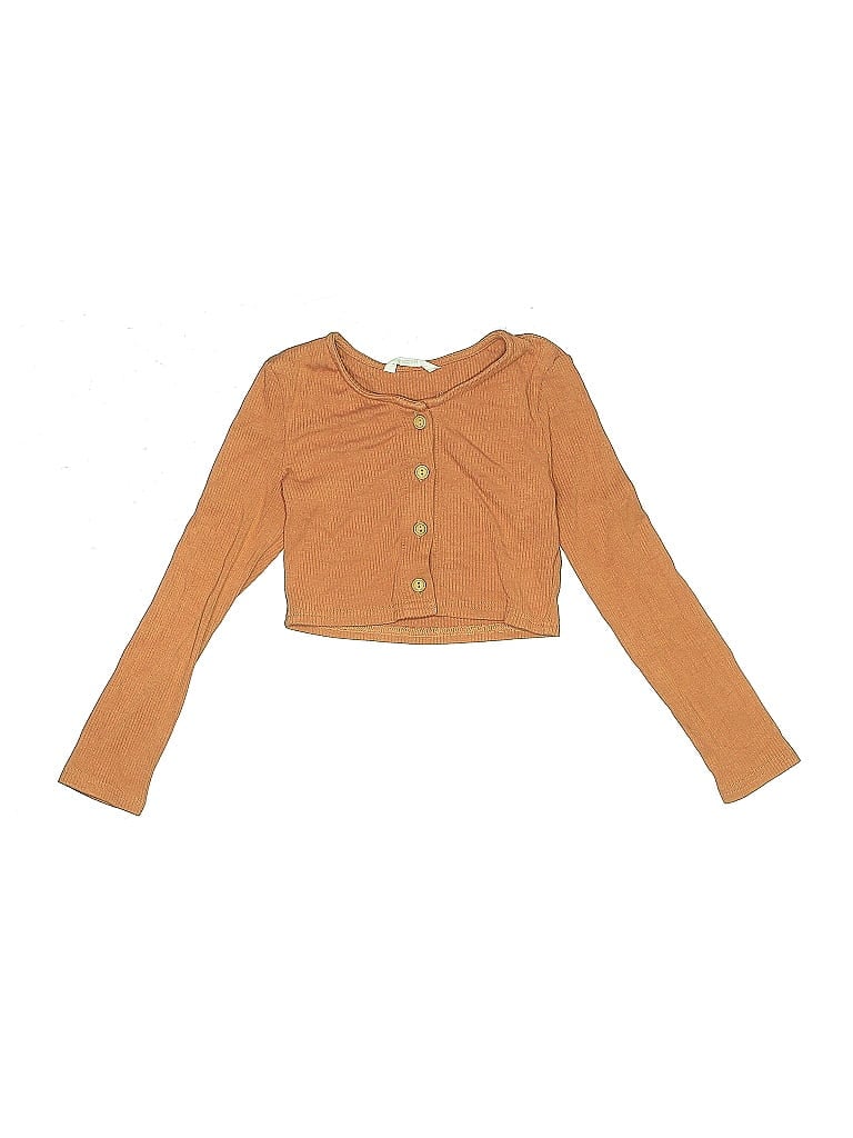 Pre-owned Shein Kids' Long Sleeve Top Orange Sweetheart Neckline Tops