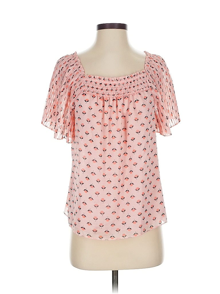 Pre-owned Ann Taylor Short Sleeve Blouse In Pink