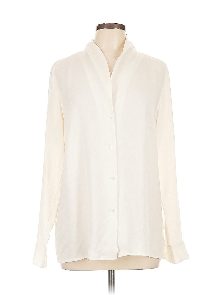 Pre-owned Ann Taylor Factory Long Sleeve Blouse In White