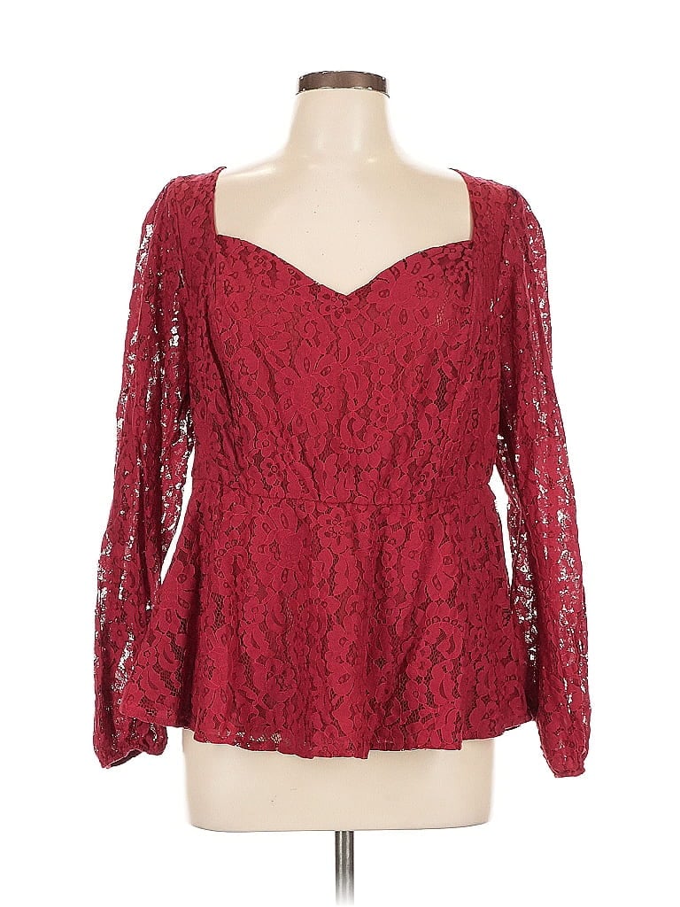 Pre-owned Torrid Long Sleeve Blouse In Burgundy