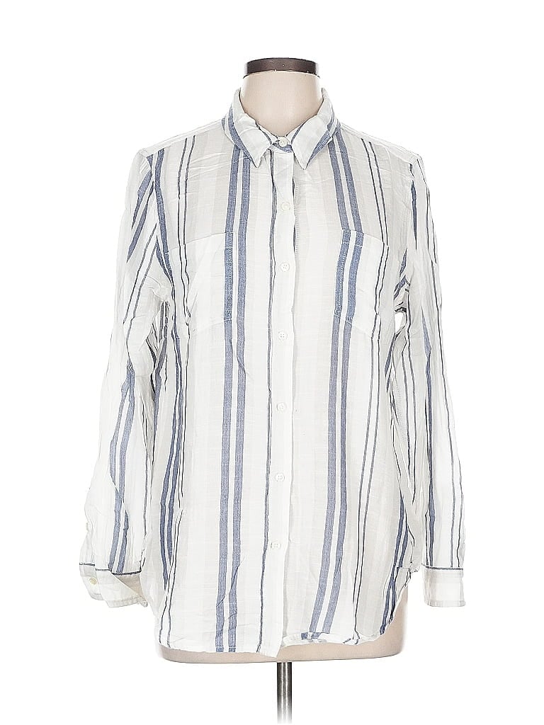 Pre-owned Lucky Brand Long Sleeve Button Down Shirt In White