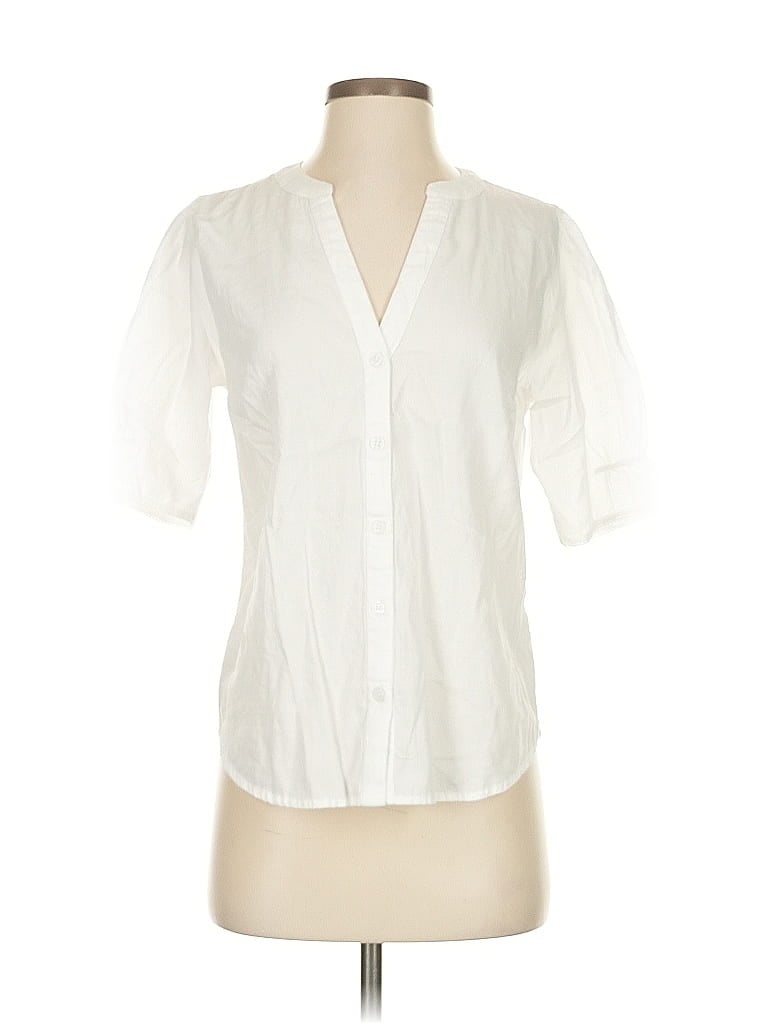 Pre-owned Michael Stars Short Sleeve Blouse In White