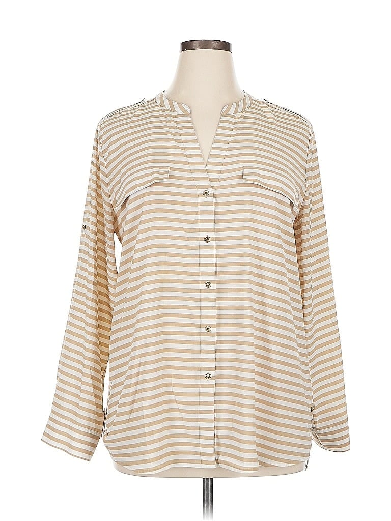 Pre-owned Calvin Klein Long Sleeve Blouse In Brown
