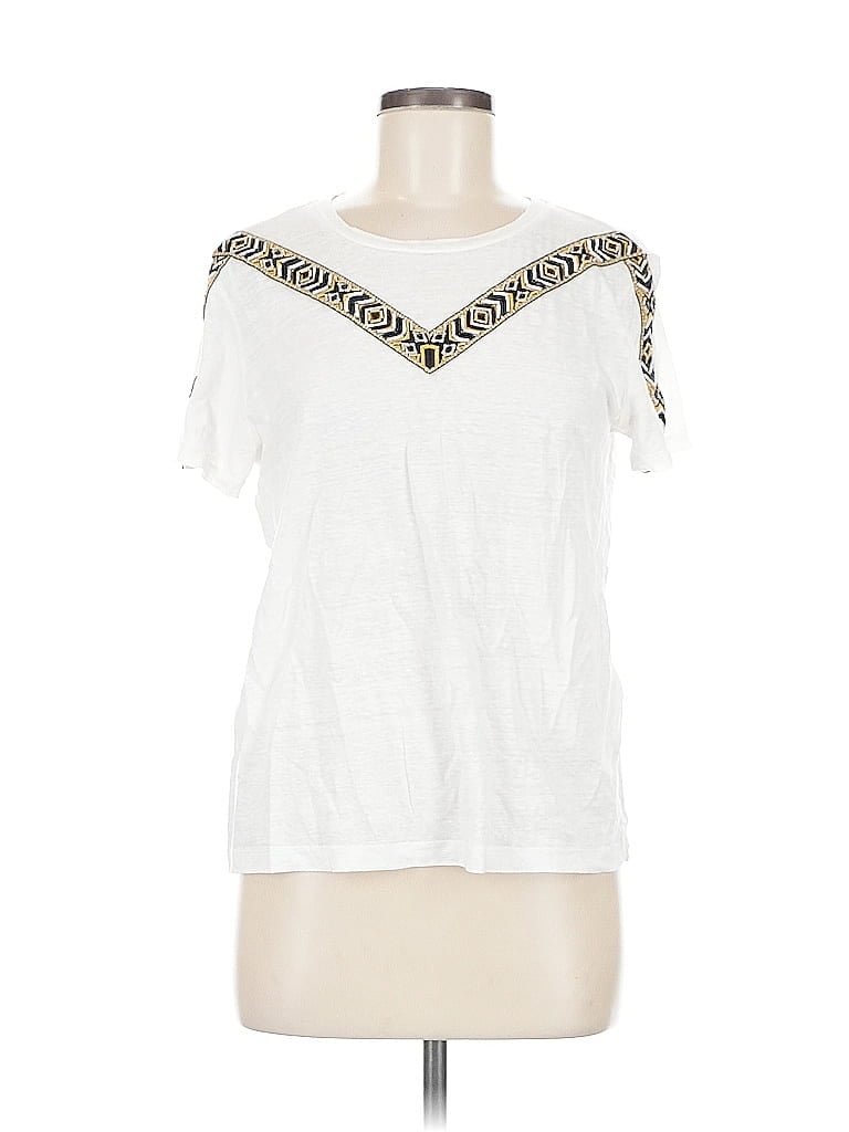 Pre-owned Maje Short Sleeve T-shirt In White