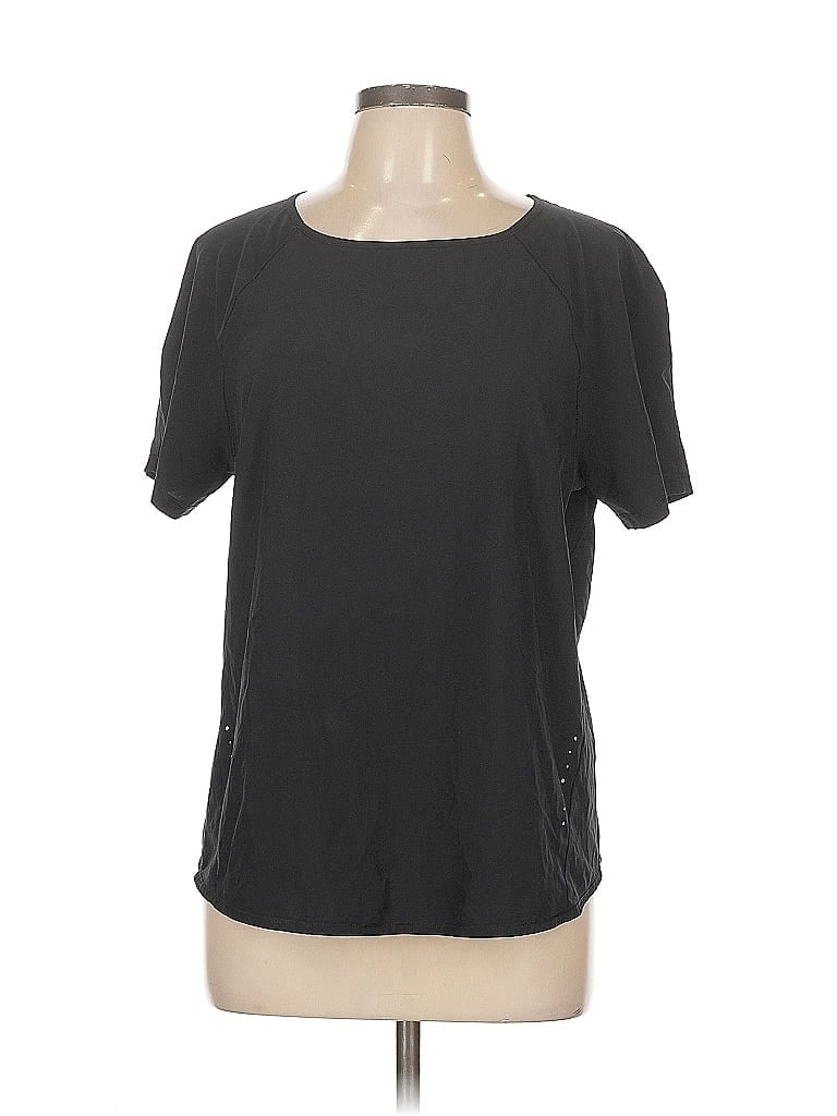 Pre-owned Layer 8 Short Sleeve Top Black Crew Neck Tops