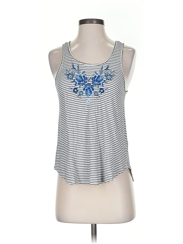 Pre-owned American Eagle Outfitters Tank Top Silver Floral Pattern Halter Neckline Tops
