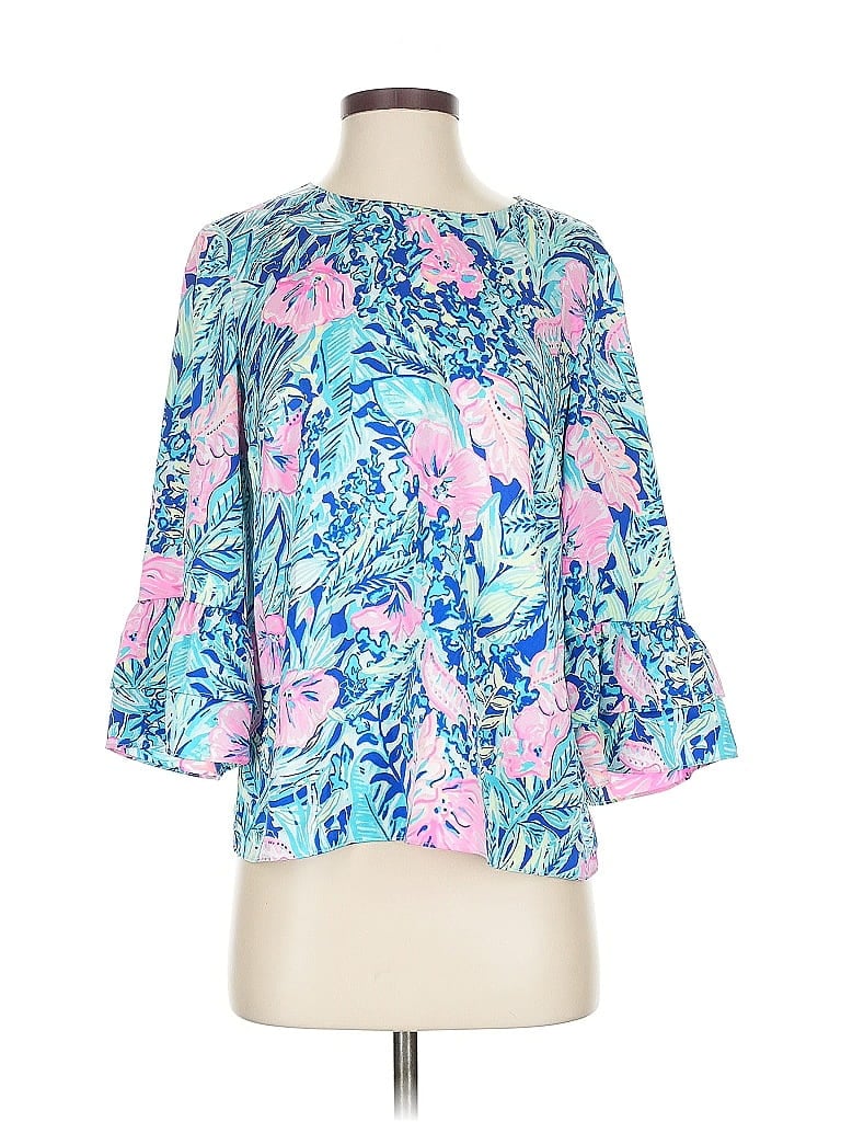 Pre-owned Lilly Pulitzer 3/4 Sleeve Blouse In Blue