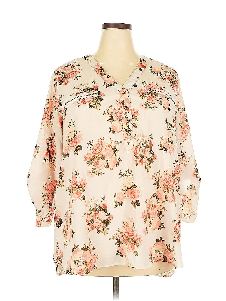 Pre-owned J For Justify 3/4 Sleeve Blouse In White