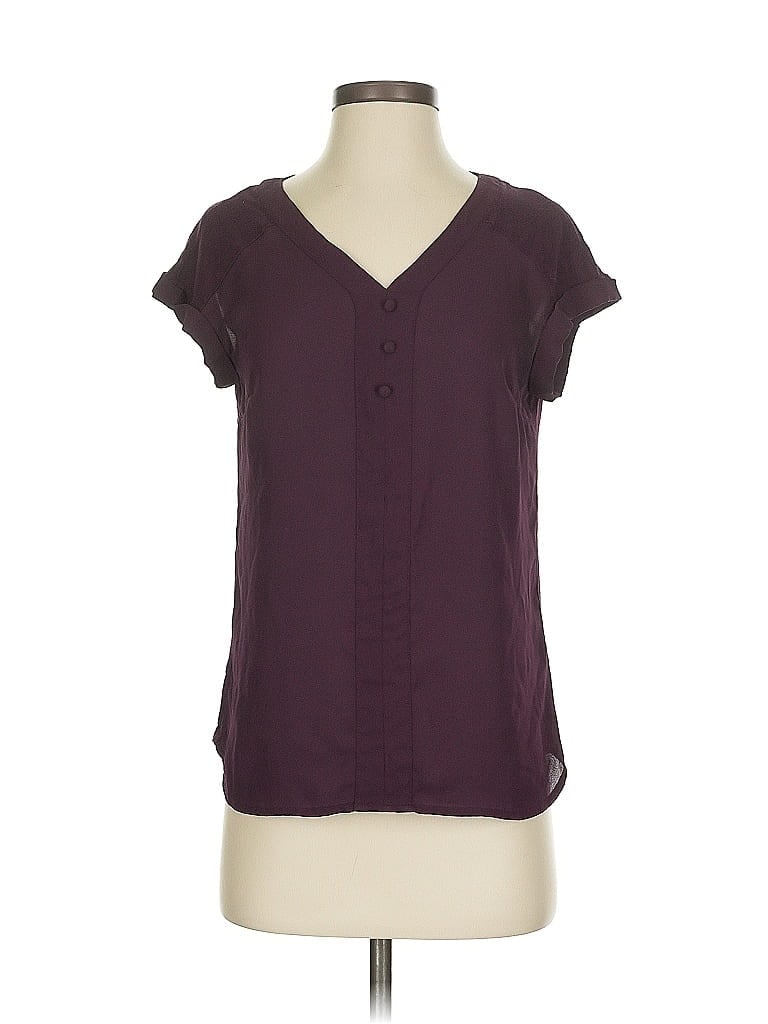 Pre-owned Fortune + Ivy Short Sleeve Blouse In Burgundy