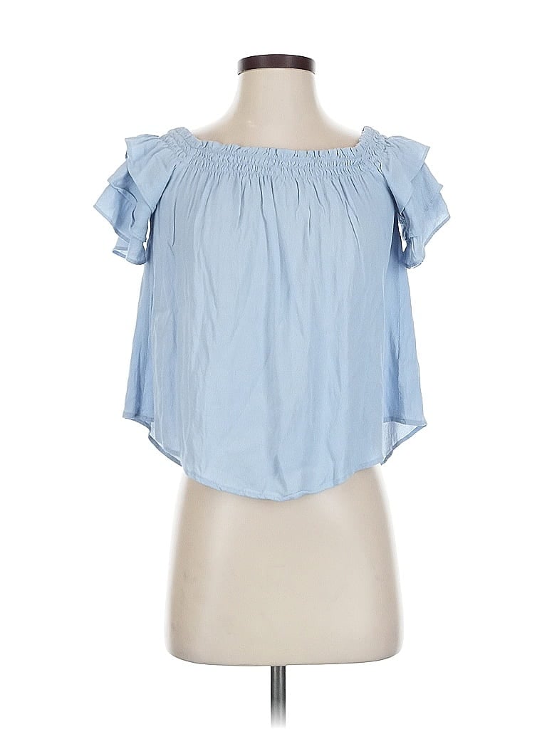 Pre-owned Astr Short Sleeve Blouse In Blue