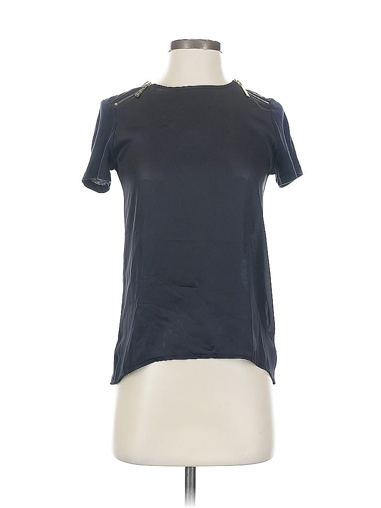 Pre-owned Michael Michael Kors Short Sleeve Top Black Keyhole Neckline Tops