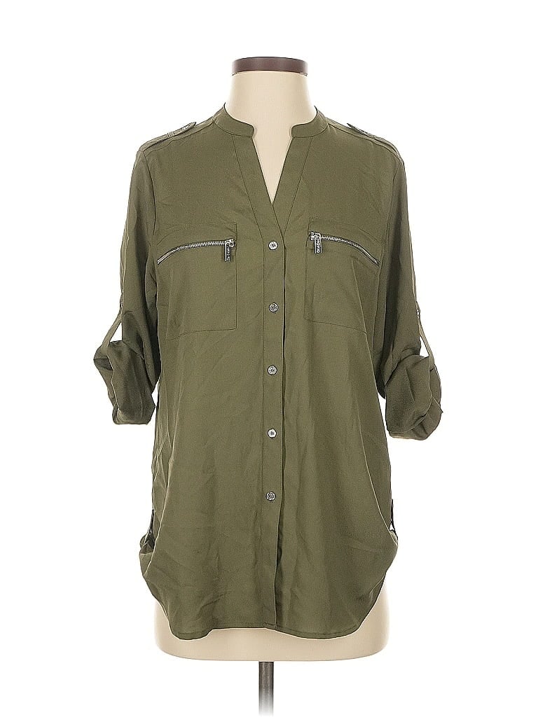 Pre-owned Calvin Klein 3/4 Sleeve Blouse In Green