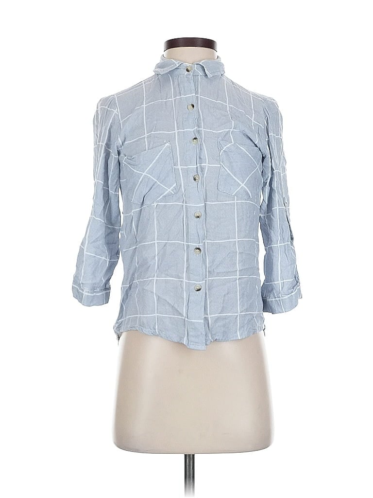 Pre-owned Sim & Sam 3/4 Sleeve Button Down Shirt In Blue