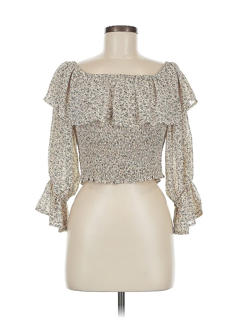 Pre-owned She + Sky 3/4 Sleeve Blouse In White