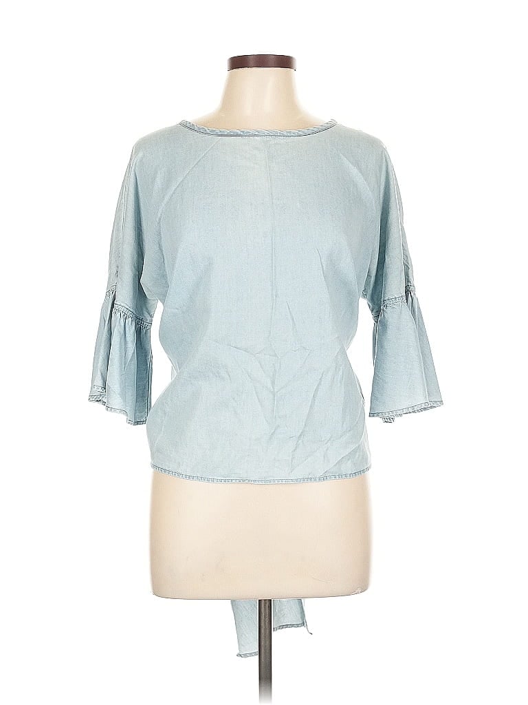 Pre-owned Express Outlet 3/4 Sleeve Top Blue Boatneck Tops
