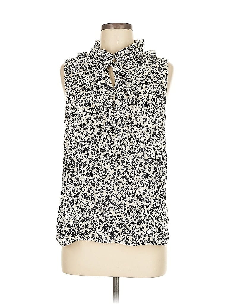 Pre-owned Ann Taylor Loft Sleeveless Blouse In White