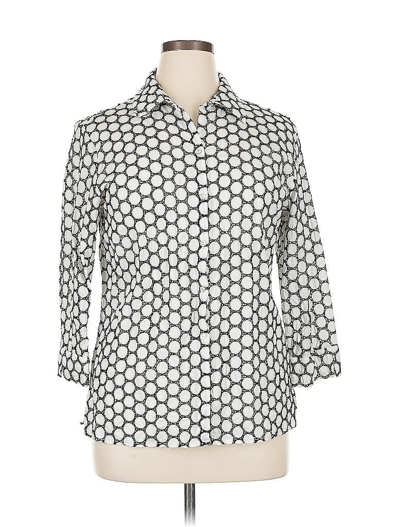 Pre-owned Charter Club 3/4 Sleeve Button Down Shirt In White