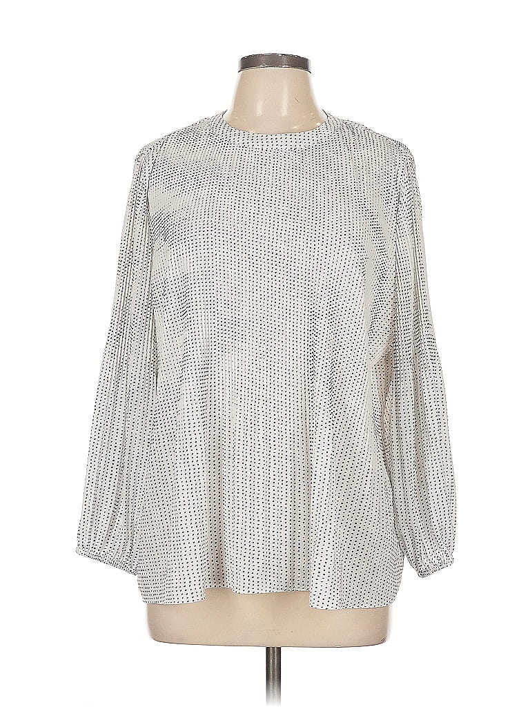 Pre-owned Adrianna Papell Long Sleeve Blouse In Silver