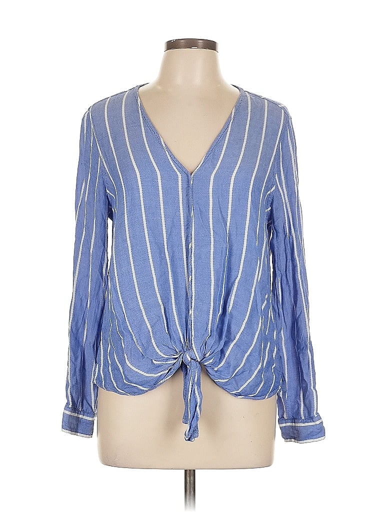 Pre-owned Max Studio Long Sleeve Blouse In Blue