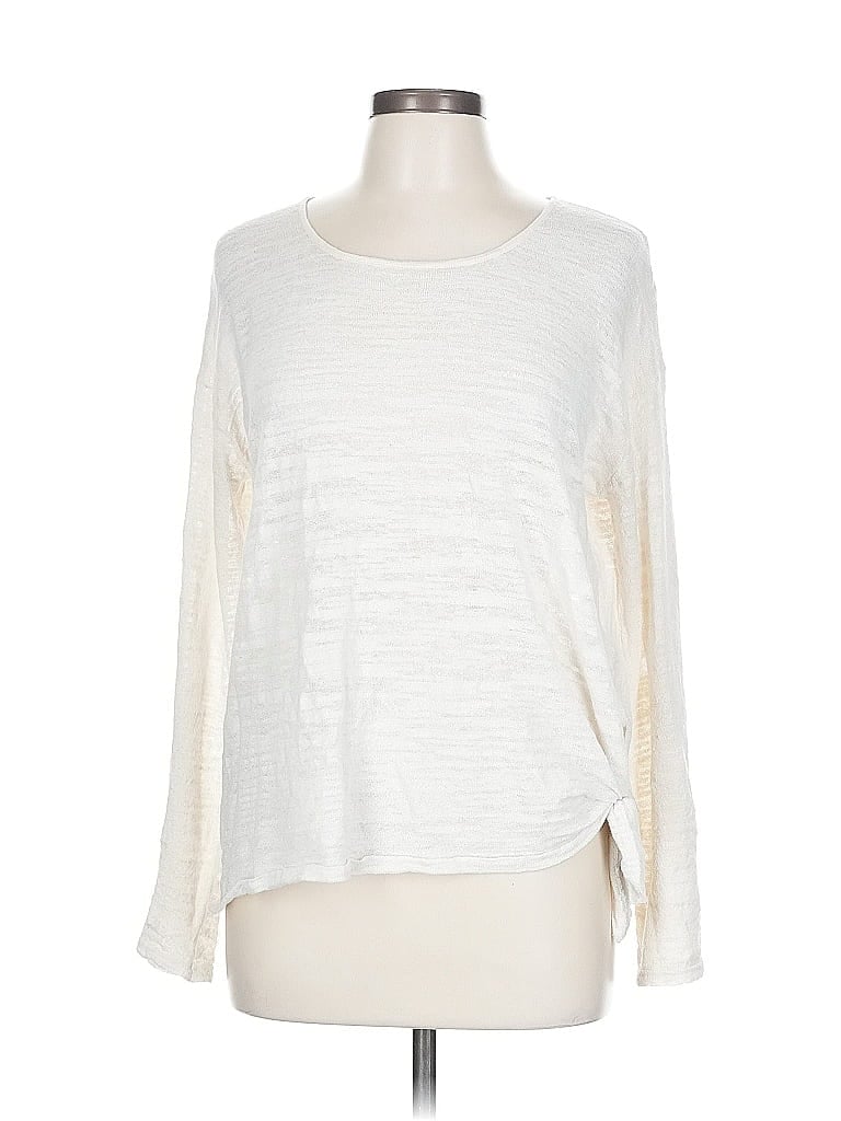 Pre-owned Minnie Rose Long Sleeve Top Ivory Boatneck Tops In White