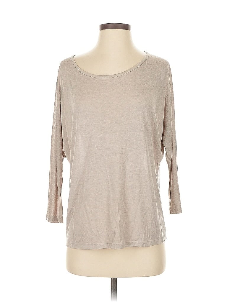 Pre-owned Vince 3/4 Sleeve Top Tan Boatneck Tops In Brown