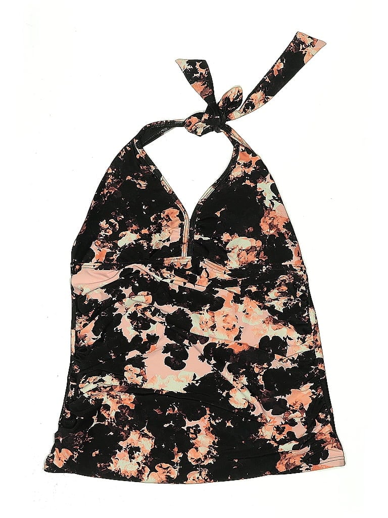 Pre-owned Unbranded Swimsuit Top Black Floral Pattern Swimwear