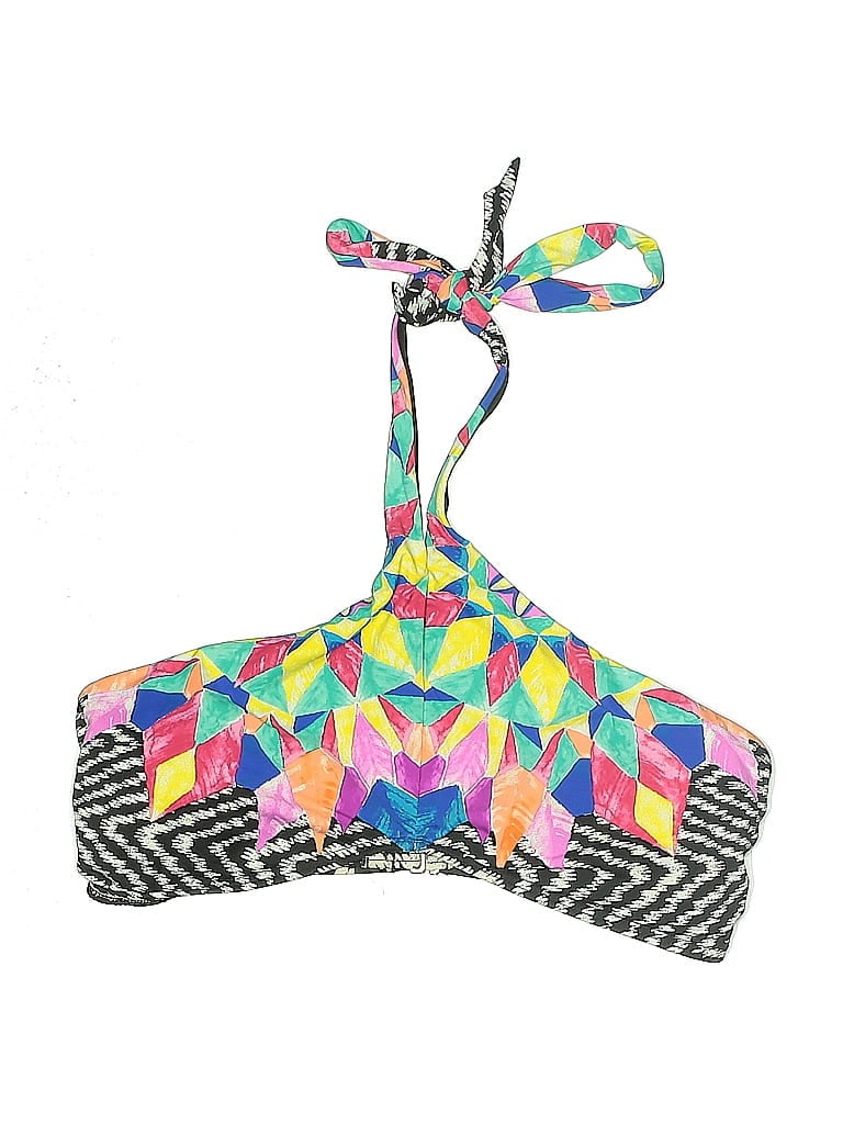 Pre-owned Bar Iii Swimsuit Top Gray Print Pattern Swimwear