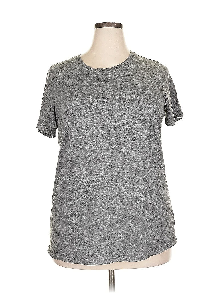Pre-owned Woman Within Short Sleeve T-shirt In Gray