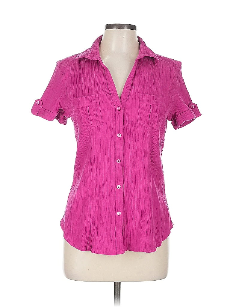 Pre-owned Chico's Short Sleeve Blouse In Pink