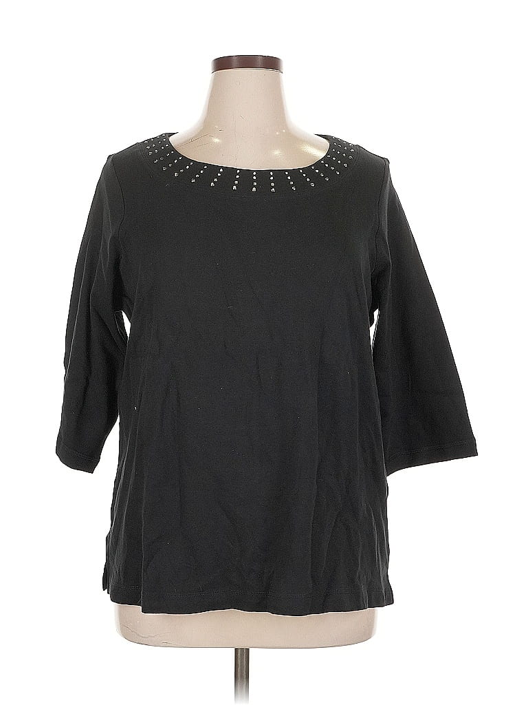 Pre-owned Quacker Factory Pullover Sweater In Black