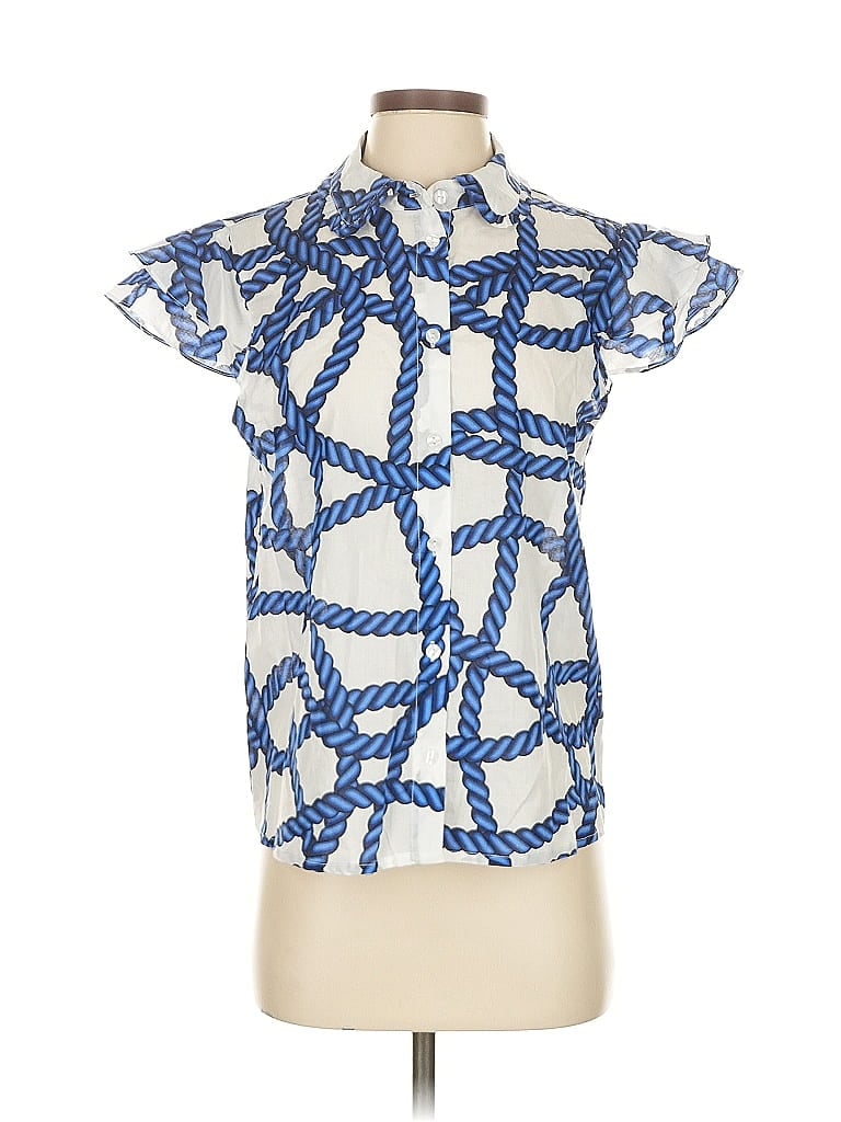 Pre-owned Assorted Brands Short Sleeve Blouse In Blue