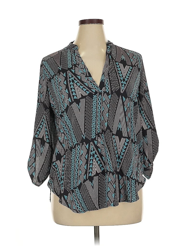 Pre-owned Lush 3/4 Sleeve Blouse In Blue