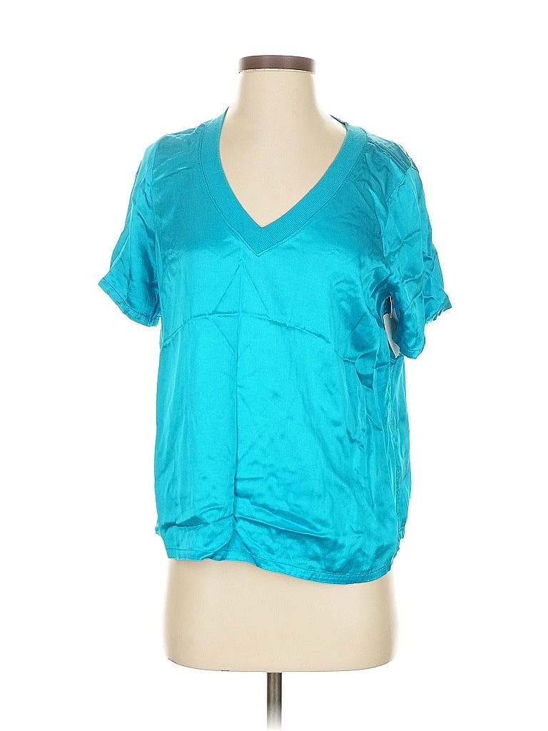 Pre-owned Michael Michael Kors Short Sleeve Top Blue V Neck Tops