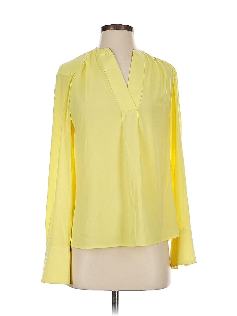 Pre-owned Calvin Klein Long Sleeve Blouse In Yellow