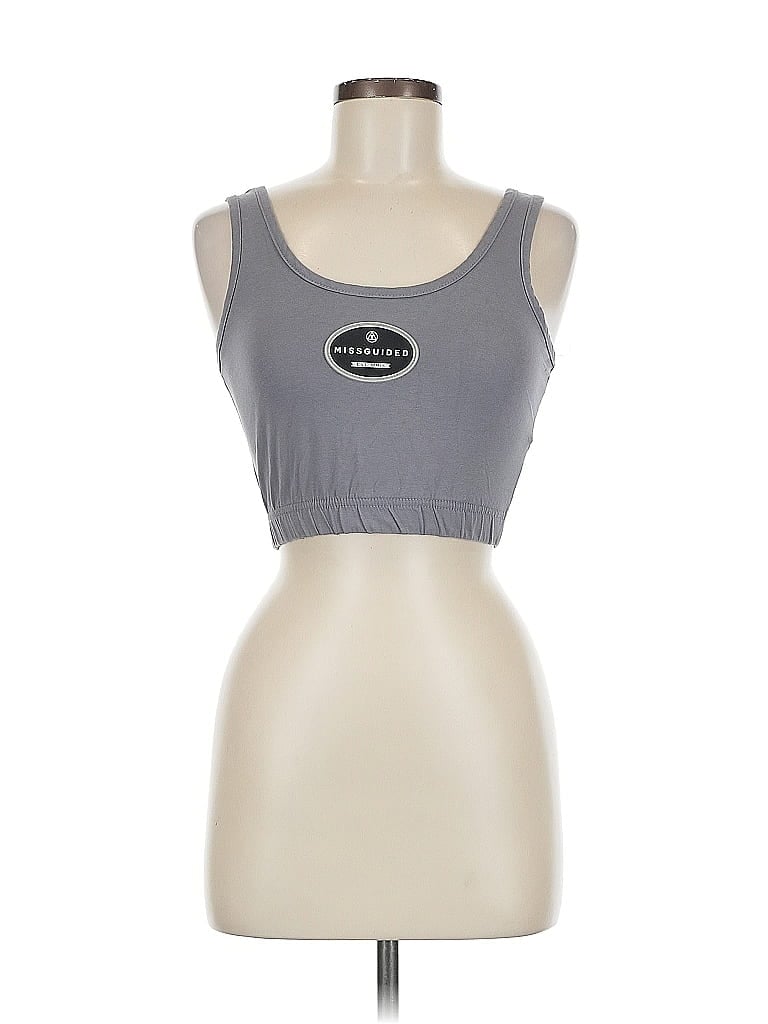 Pre-owned Missguided Tank Top Gray Strapless Neckline Tops
