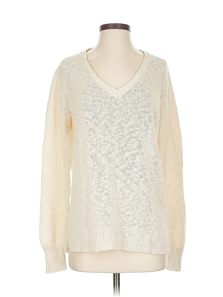 Pre-owned J.crew Factory Store Pullover Sweater In White