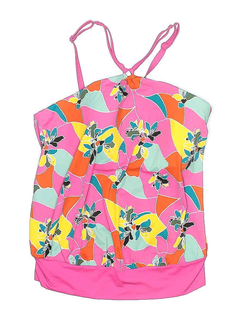 Pre-owned Swim By Cacique Swimsuit Top Pink Print Pattern Swimwear