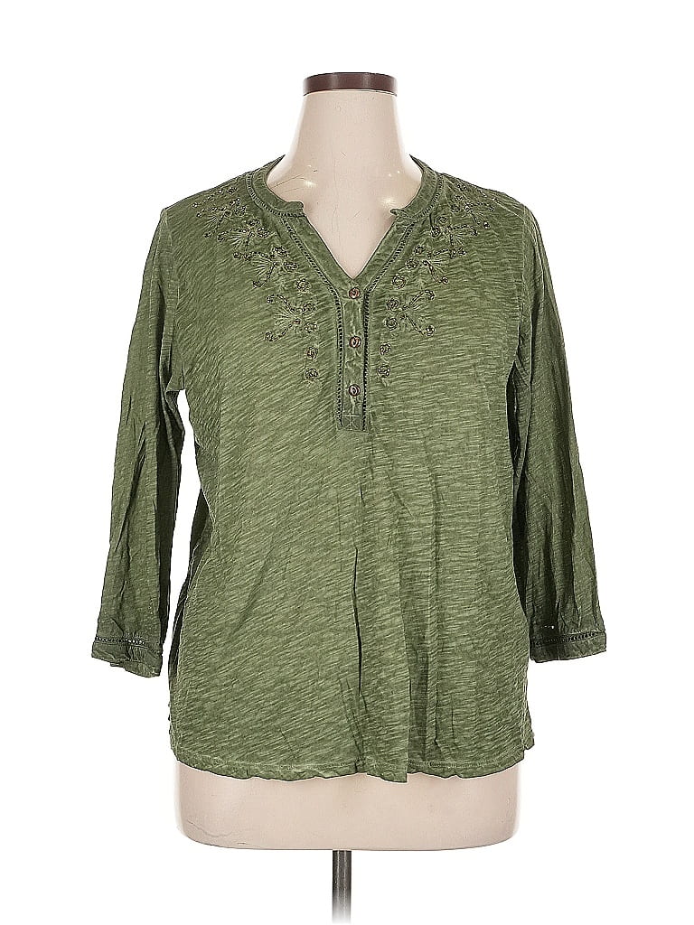 Pre-owned Soft Surroundings 3/4 Sleeve Blouse In Green