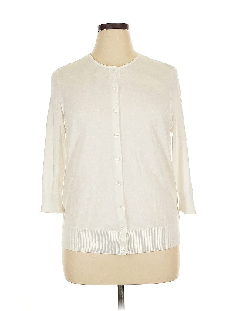 Pre-owned Chaps Cardigan Sweater In White