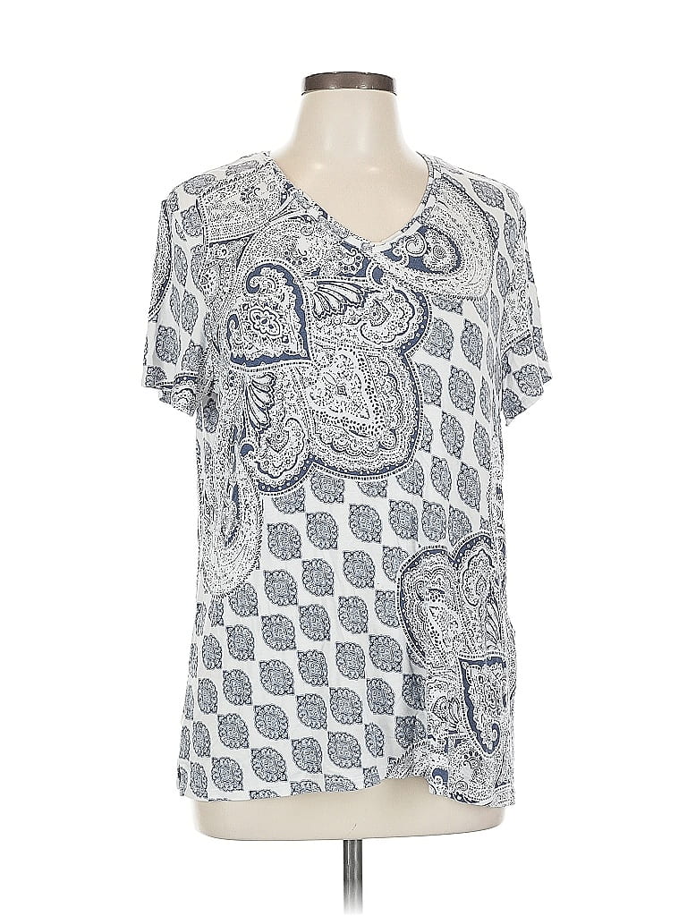 Pre-owned Chico's Short Sleeve Blouse In Silver