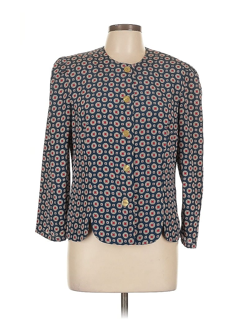 Pre-owned Leslie Fay 3/4 Sleeve Blouse In Blue